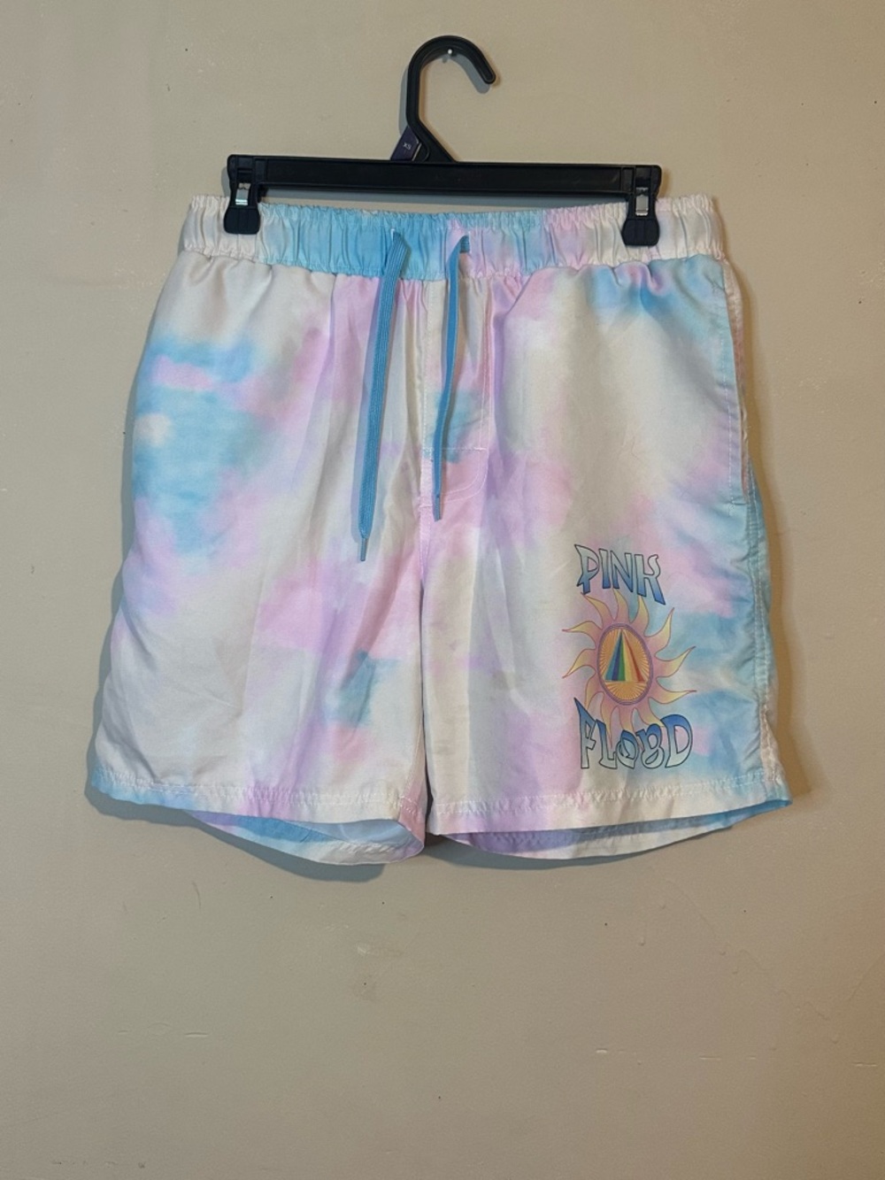 Pink Floyd medium Tie-Dye swim Shorts - Pastel Blue & Pink